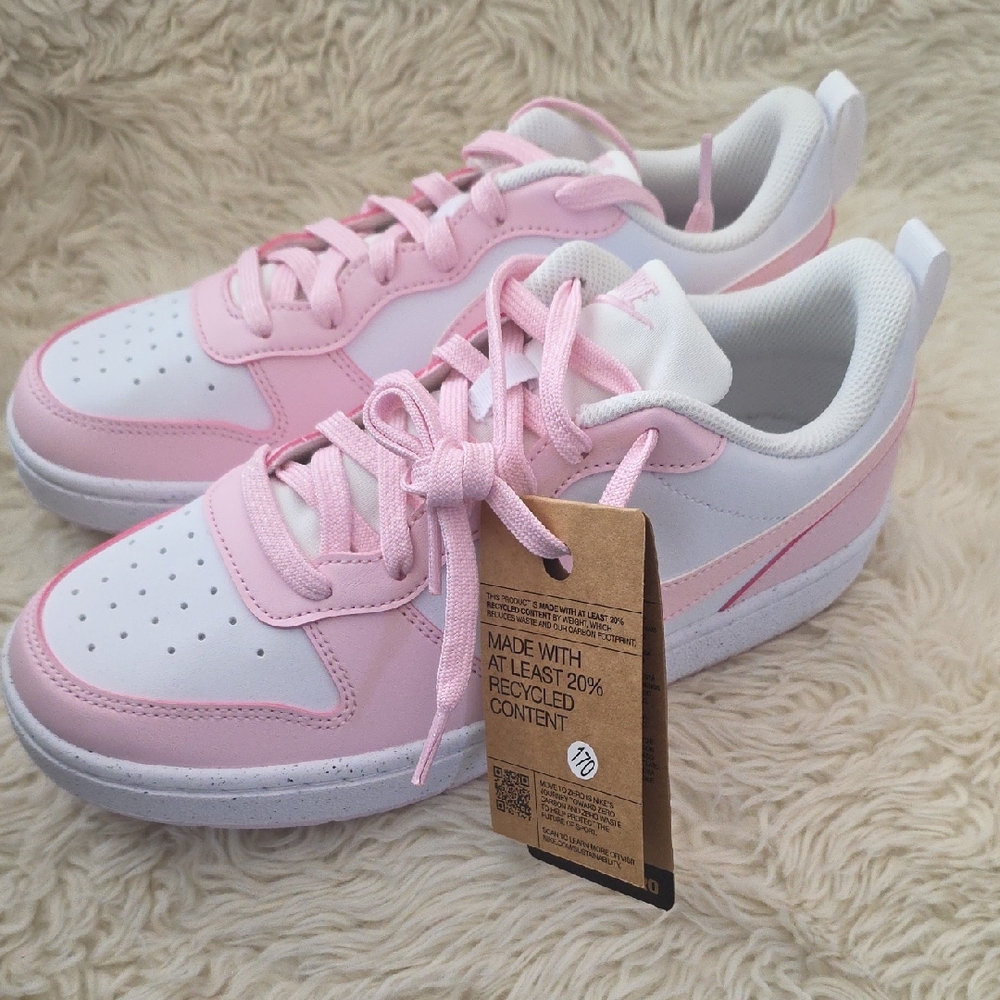 Nike Court Borough Low Recraft Athletic Shoes White Pink NEW 7Y 8.5W - Picture 2 of 7